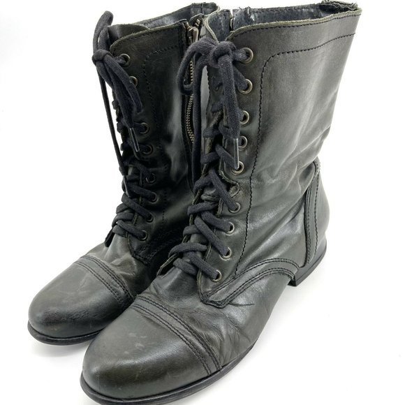 Size 9M Steve Madden Combat Troopa Green Boots - Picture 2 of 8